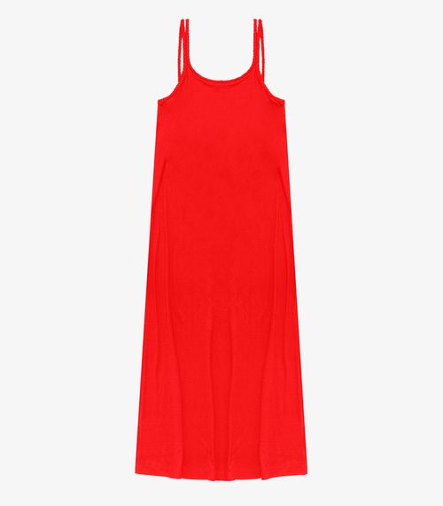 Vestido Midi de Alça em Visco Maquinetada Endless Laranja