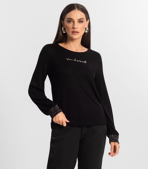 Blusa Manga Longa Tricot Endlles Preto