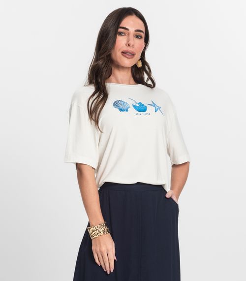 T- Shirt Feminina Manga Curta Endless Bege