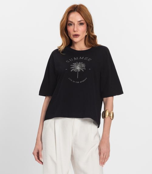 T- Shirt Feminina Manga Curta Endless Preto