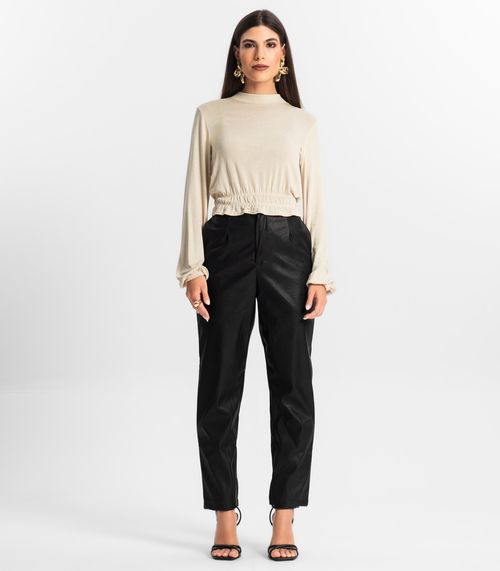 Calça Feminina Reta Courino Endless Preto