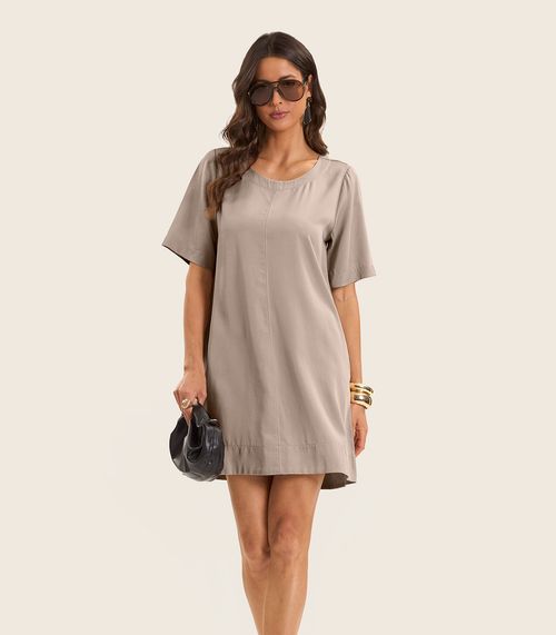 Vestido Curto Feminino Gola Redonda Endless Marrom