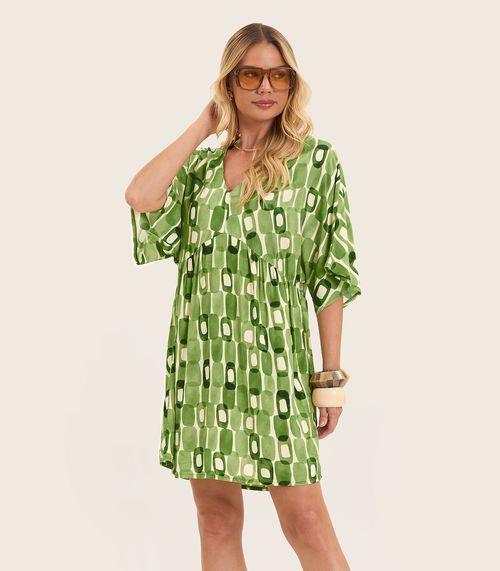 Vestido Curto Feminino Estampado Decote V Endless Verde
