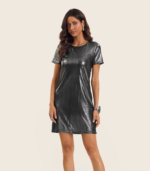 Vestido Feminino Metalizado Endless Cinza
