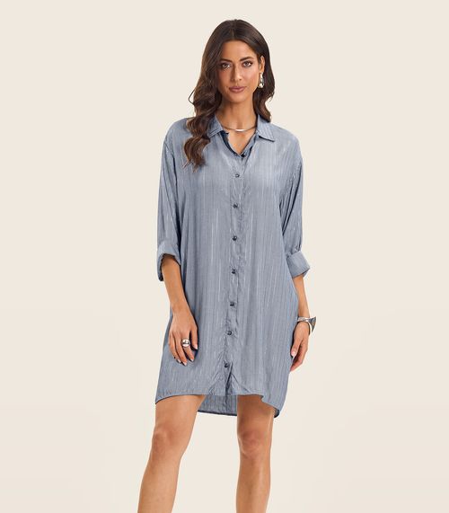 Vestido Chemise Feminino Com Botões Endless Azul