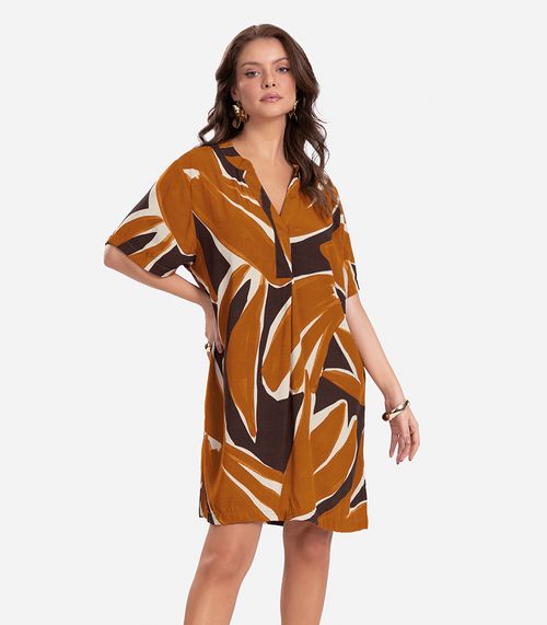 Vestido Curto Estampado Endless Marrom