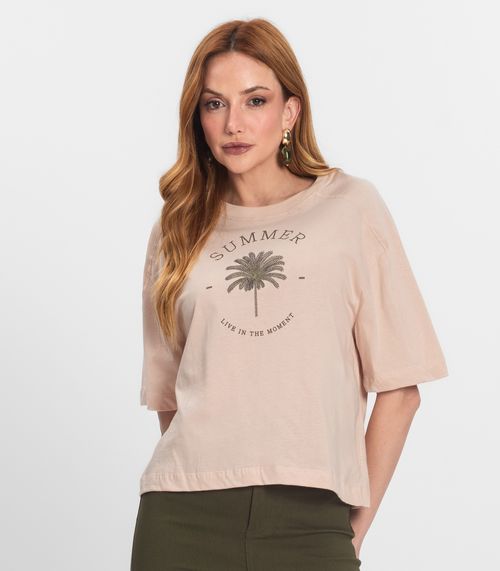 T- Shirt Feminina Manga Curta Endless Rosa