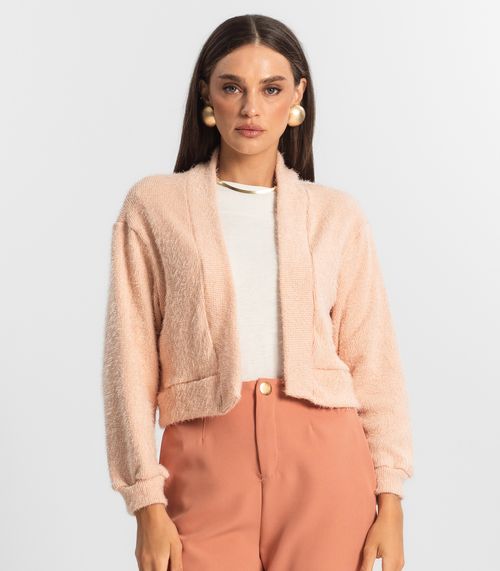 Cardigan Feminino Tricô Felpudo Endless Rosa