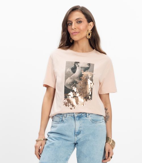 T-shirt em Meia Malha Feminina Endless Baunilha