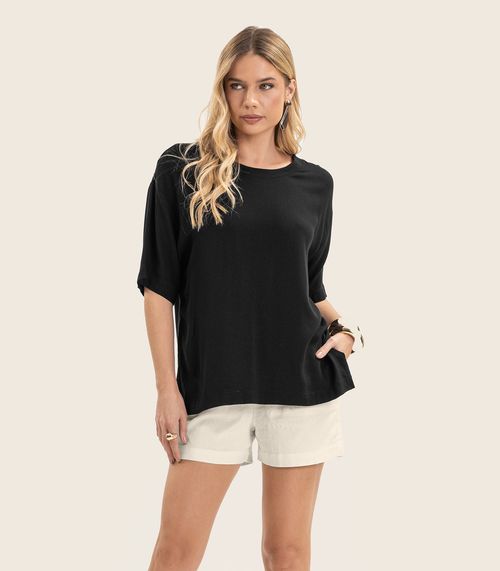 Blusa Feminina Manga Curta Endless Preto