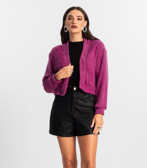Cardigan Feminino Tricô Felpudo Endless Roxo