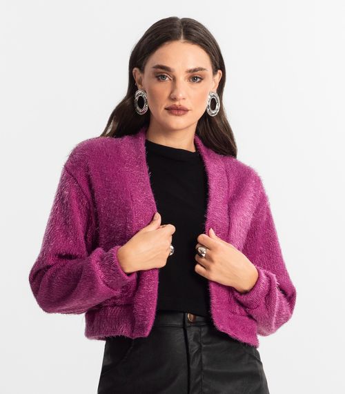 Cardigan Feminino Tricô Felpudo Endless Roxo