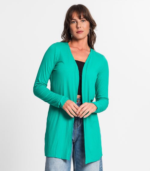 Cardigan Feminino Ribana Canelada Endless Verde