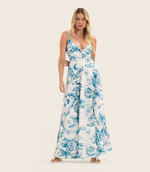 Vestido Longo Feminino em Meia Malha Endless Azul