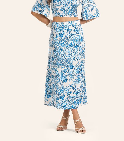 Saia Midi Viscose Khyara Feminina Endless Bege