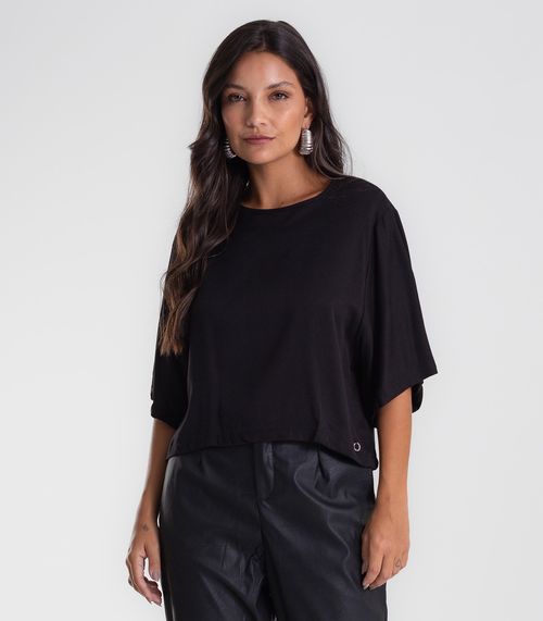 Blusa Feminina Box Manga Ampla Viscose Endless Preto