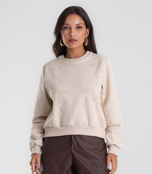 Blusão Feminino Moletom Manga Longa Endless Bege