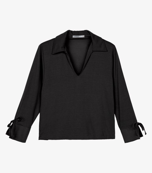 Camisa Feminina Manga Longa Decote V Endless Preto