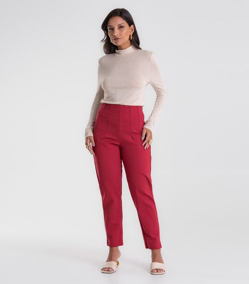 Calça Feminina Reta Ponto Roma Endless Vermelho