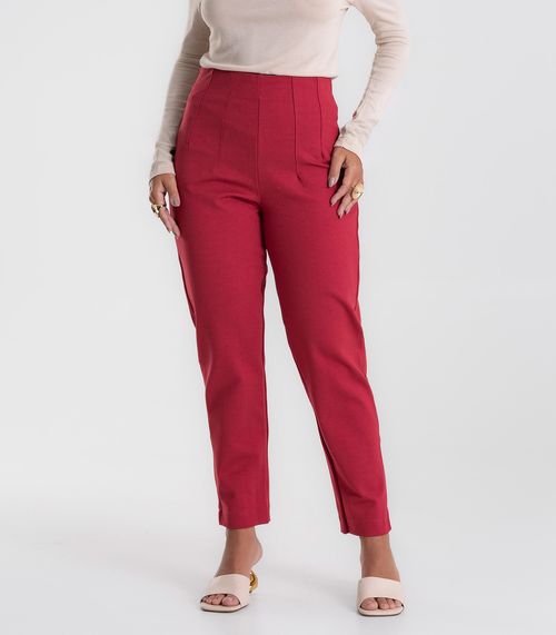 Calça Feminina Reta Ponto Roma Endless Vermelho