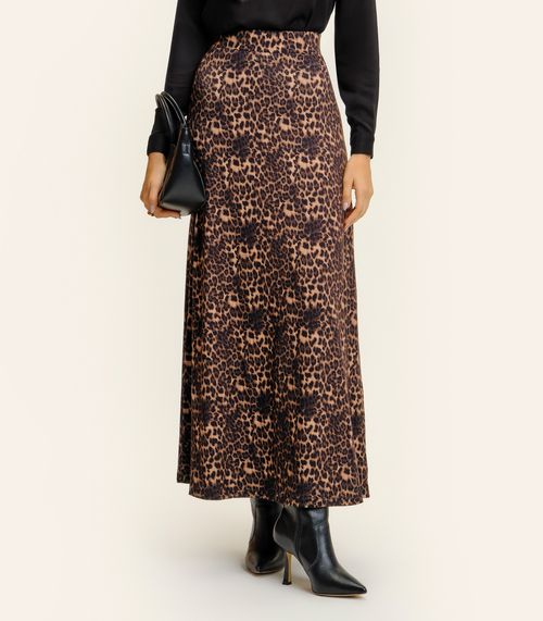 Saia Feminina Longa Animal Print Endless Marrom