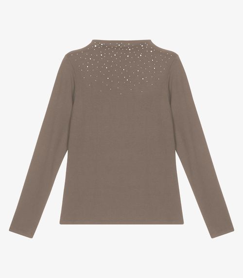 Blusa Feminina Manga Longa Com Rebite Endless Marrom