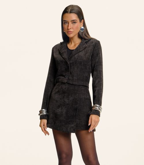 Shorts Saia Feminino Tweed Polly Endless Preto