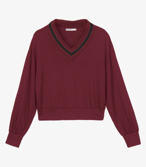 Blusão Feminino Decote V Molecotton Endless Vermelho