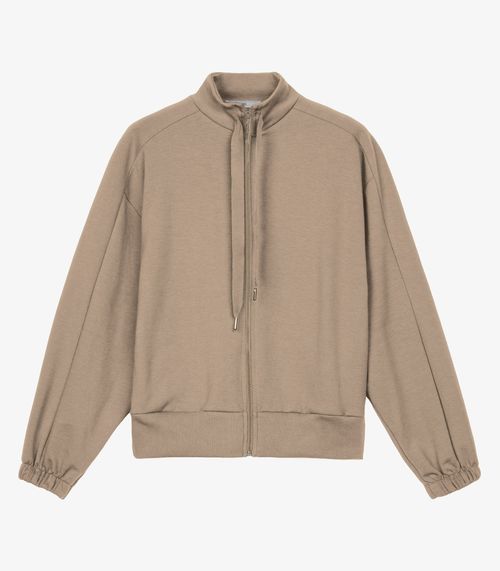 Jaqueta Feminina Gola Alta Com Cadarço Endless Marrom