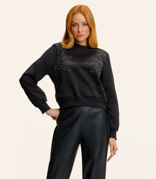 Blusão Feminino Moletom Manga Longa Endless Preto