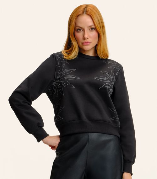 Blusão Feminino Moletom Manga Longa Endless Preto