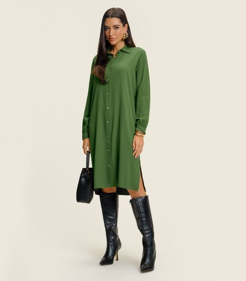 Vestido Chemise Feminino Liso Endless Verde
