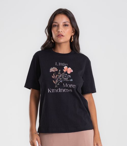 Camiseta T-shirt Feminina Com Estampa Endless Preto