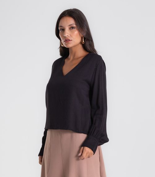 Blusa Feminina Manga Longa Decote V Endless Preto