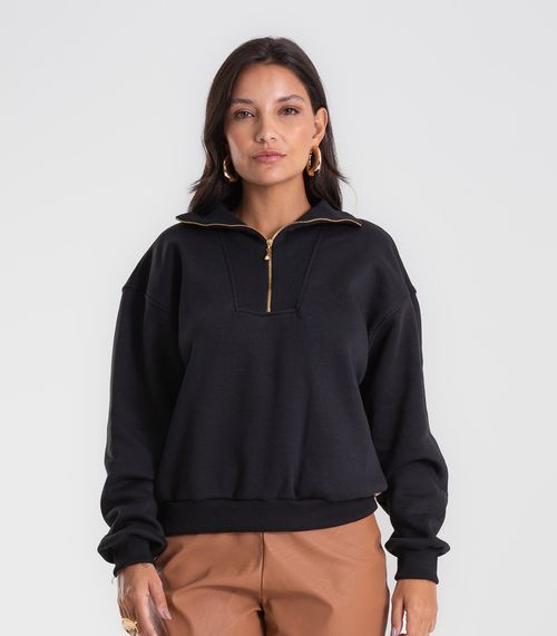 Blusão Feminino Gola Alta Felpado Endless Preto