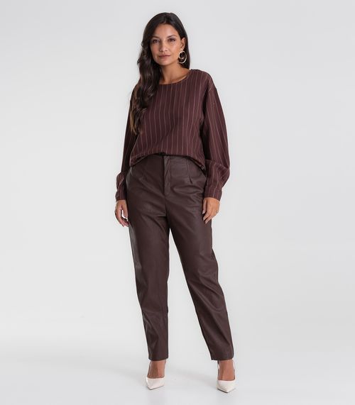 Calça Feminina Reta Courino Endless Marrom