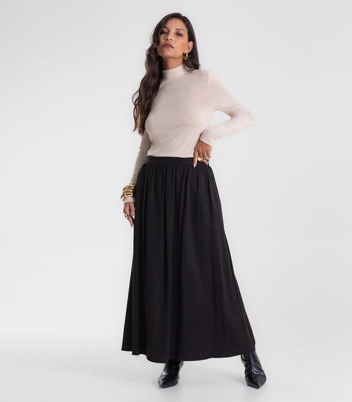 Saia Midi Endless Tencel Twill Feminina Preto