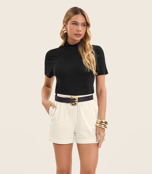 Blusa Feminina Gola Alta ViscoTrico Básica Endless Preto