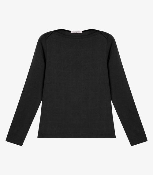 Blusa Feminina Manga Longa Decote Canoa Endless Preto