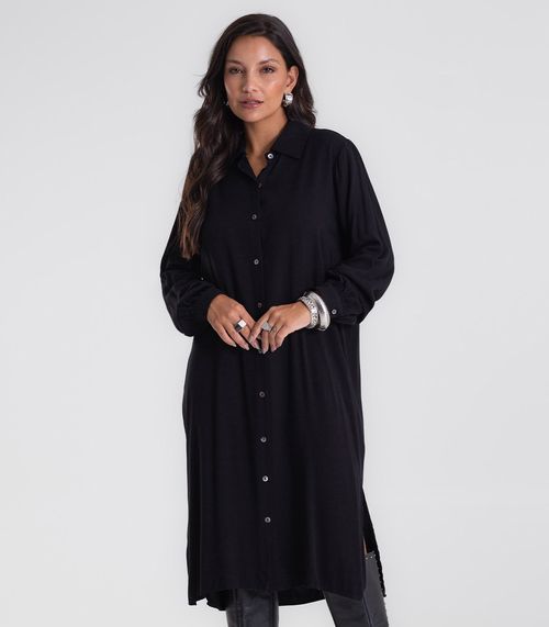 Vestido Chemise Feminino Liso Endless Preto