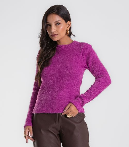 Blusa Feminina Manga Longa Tricô Felpudo Endless Roxo