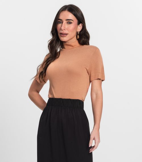 Blusa Feminina Gola Alta ViscoTrico Básica Endless Marrom