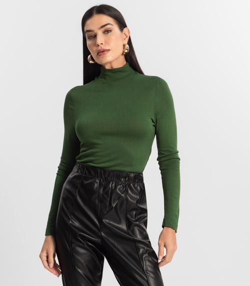 Blusa Manga Longa Vico Tricot Básica Endless Verde