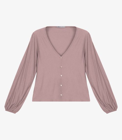 Blusa Feminina Manga Longa Bufante Viscose Endless Rosa