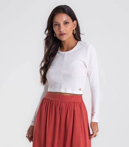 Blusa Feminina Manga Longa Ribana Básica Endless Bege