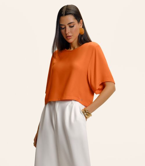 Blusa Feminina Box Manga Ampla Viscose Endless Laranja