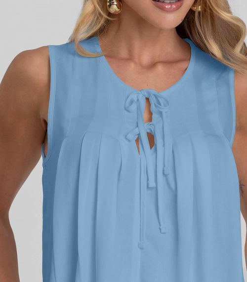 Regata Feminina com Pregas Dianna Azul