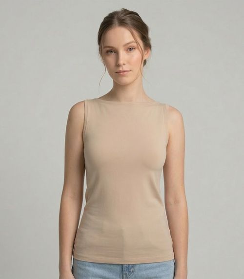 Regata Feminina Decote Nas Costas Infinita Cor Marrom