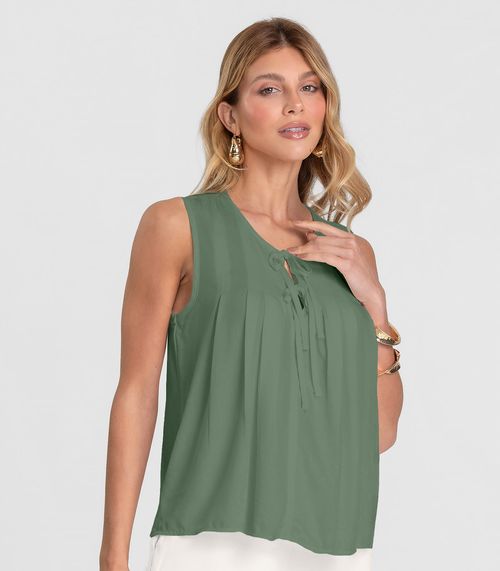 Regata Feminina com Pregas Dianna Verde