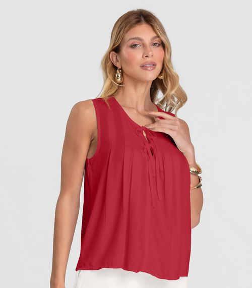 Regata Feminina com Pregas Dianna Vermelho